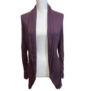 Leith Eggplant Wool Blend Open Cardigan.  Size S